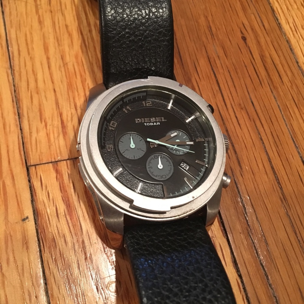 Diesel Black Leather Men’s Watch